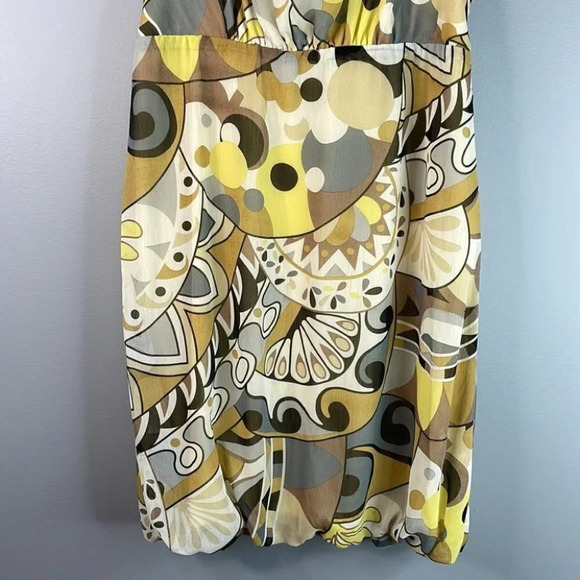 BCBGMAXAZRIA Retro 70s Print Bubble Hem Mini Dress Sleeveless Chiffon Size XS - Picture 4 of 10